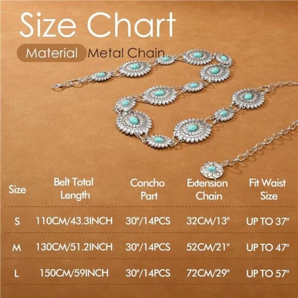 Western Belts for Woman Green-turquoise - Picture 6 of 6